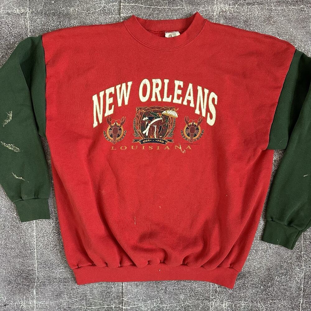 Men's Vintage 90's Cliff Engel New Orleans Color Block Crewneck Sweatshirt Sz L